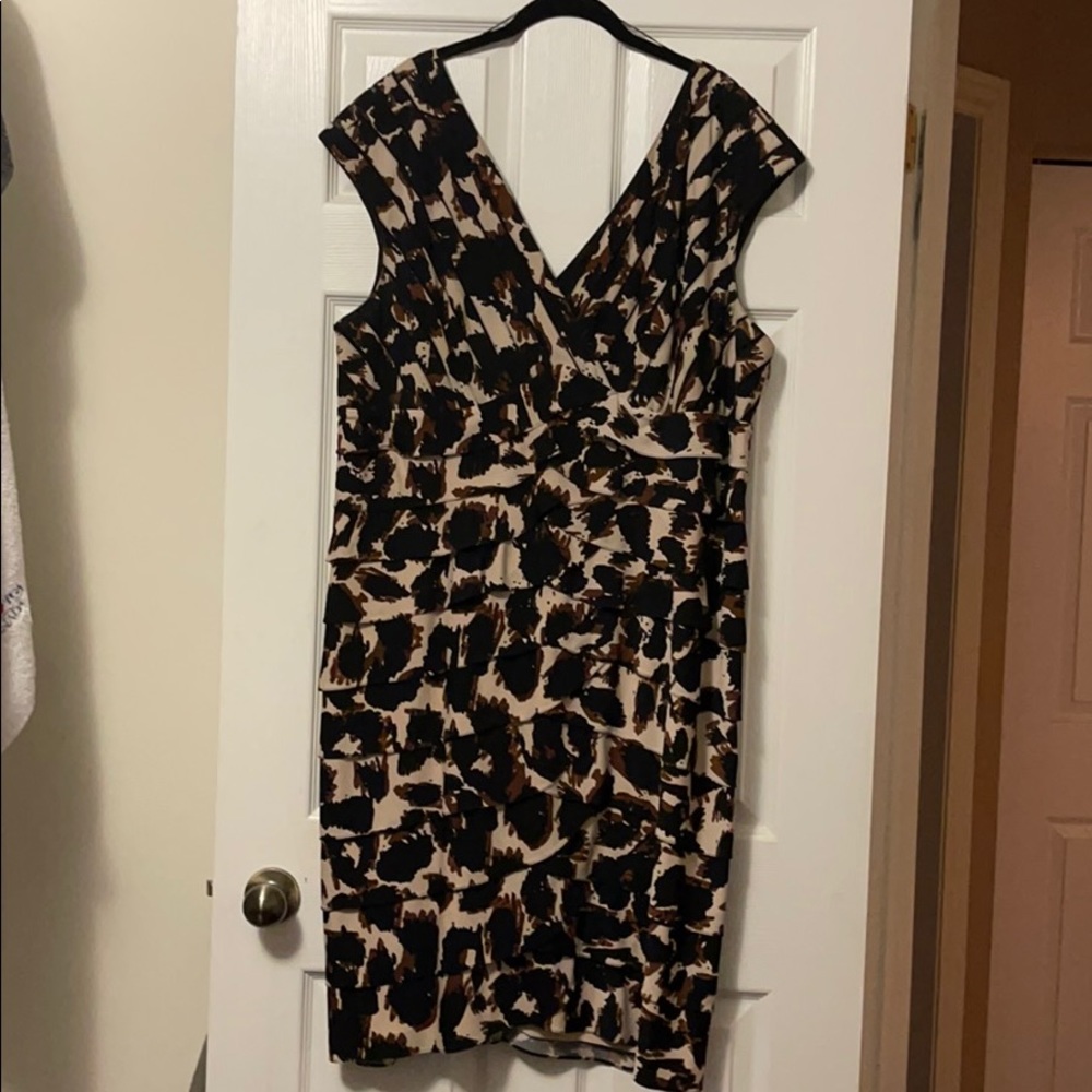Adrianna Papell Woman Animal Print Ruffle Dress
